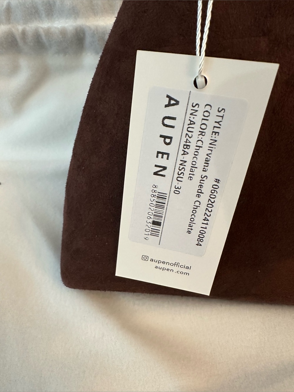 AUPEN NIRVANA SUEDE CHOCOLATE Calfskin Leather Lamb Suede Gold-Tone Metal - Picture 5 of 5